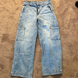 AE dreamy drape stretch super high waisted cargo baggy wide leg jean (8 SHORT)